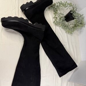 Nila Nila Italy Black Over The Knee Boots Chunky Platform EU41